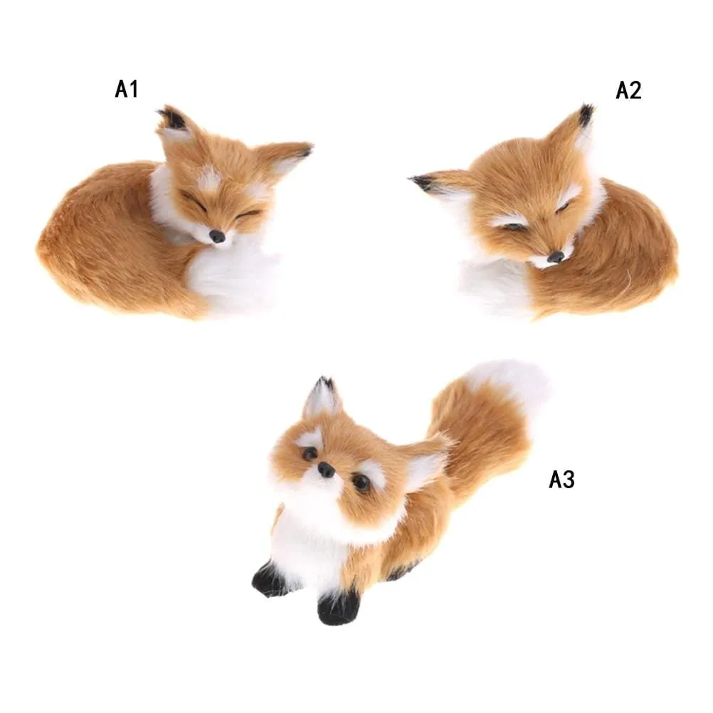 1 Pcs Simulation Brown Fox Toy Furs Squatting Fox Model Home Decoration Animals World With Static Action Figures