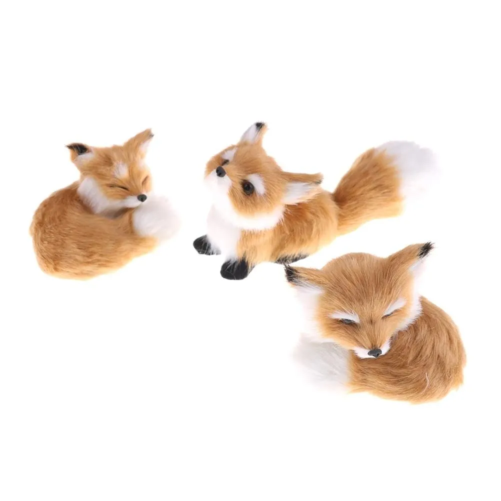 1 Pcs Simulation Brown Fox Toy Furs Squatting Fox Model Home Decoration Animals World With Static Action Figures