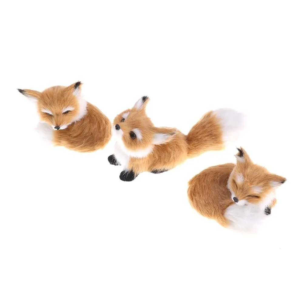 1 Pcs Simulation Brown Fox Toy Furs Squatting Fox Model Home Decoration Animals World With Static Action Figures