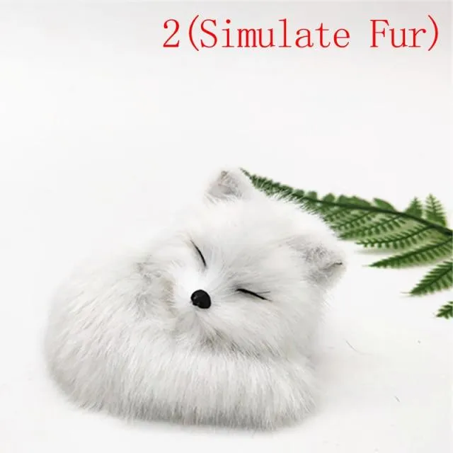 1 Pcs Simulation Brown Fox Toy Furs Squatting Fox Model Home Decoration Animals World With Static Action Figures