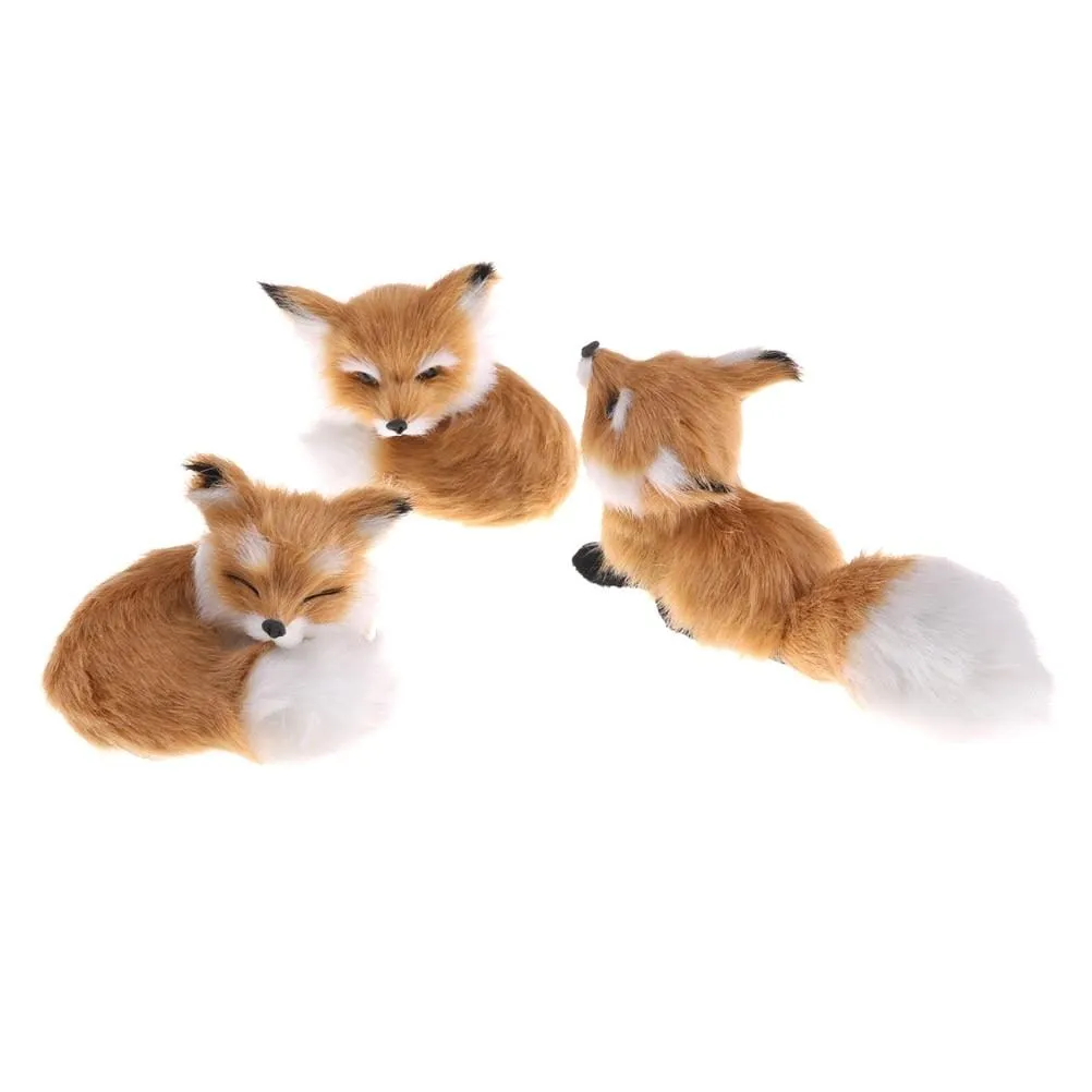 1 Pcs Simulation Brown Fox Toy Furs Squatting Fox Model Home Decoration Animals World With Static Action Figures