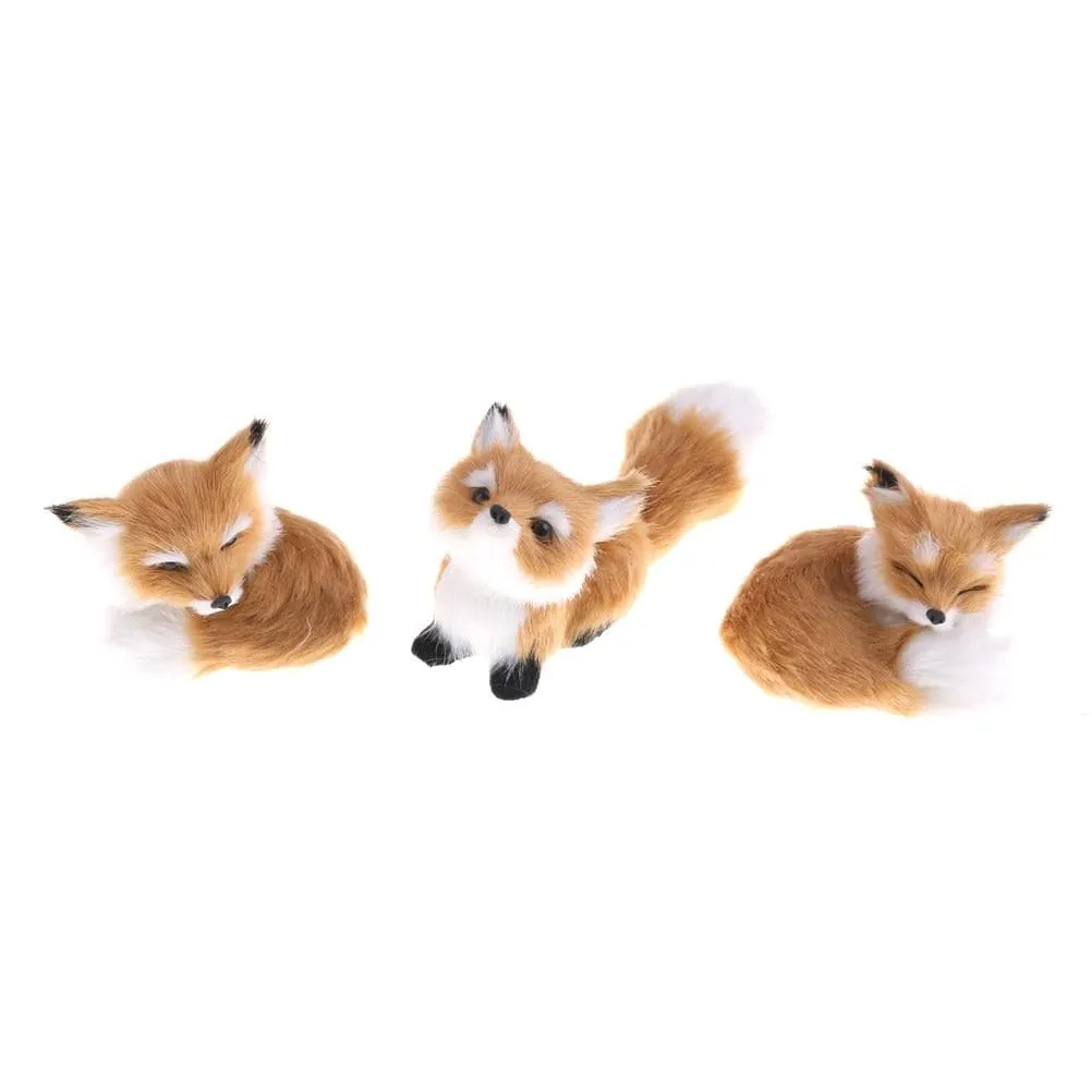 1 Pcs Simulation Brown Fox Toy Furs Squatting Fox Model Home Decoration Animals World With Static Action Figures