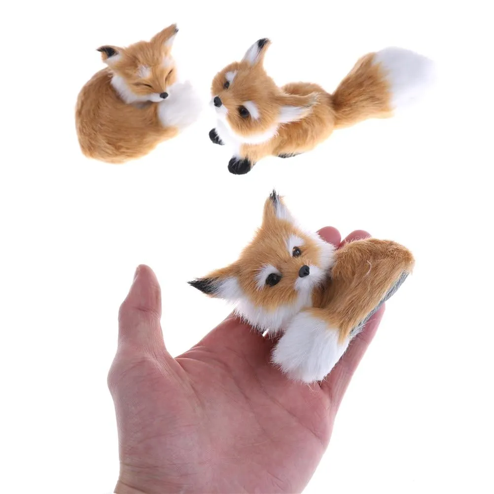 1 Pcs Simulation Brown Fox Toy Furs Squatting Fox Model Home Decoration Animals World With Static Action Figures