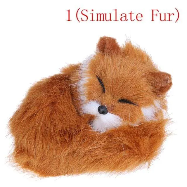 1 Pcs Simulation Brown Fox Toy Furs Squatting Fox Model Home Decoration Animals World With Static Action Figures