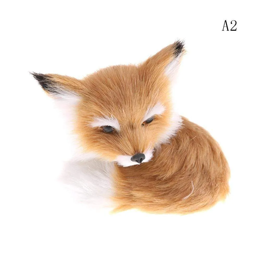 1 Pcs Simulation Brown Fox Toy Furs Squatting Fox Model Home Decoration Animals World With Static Action Figures