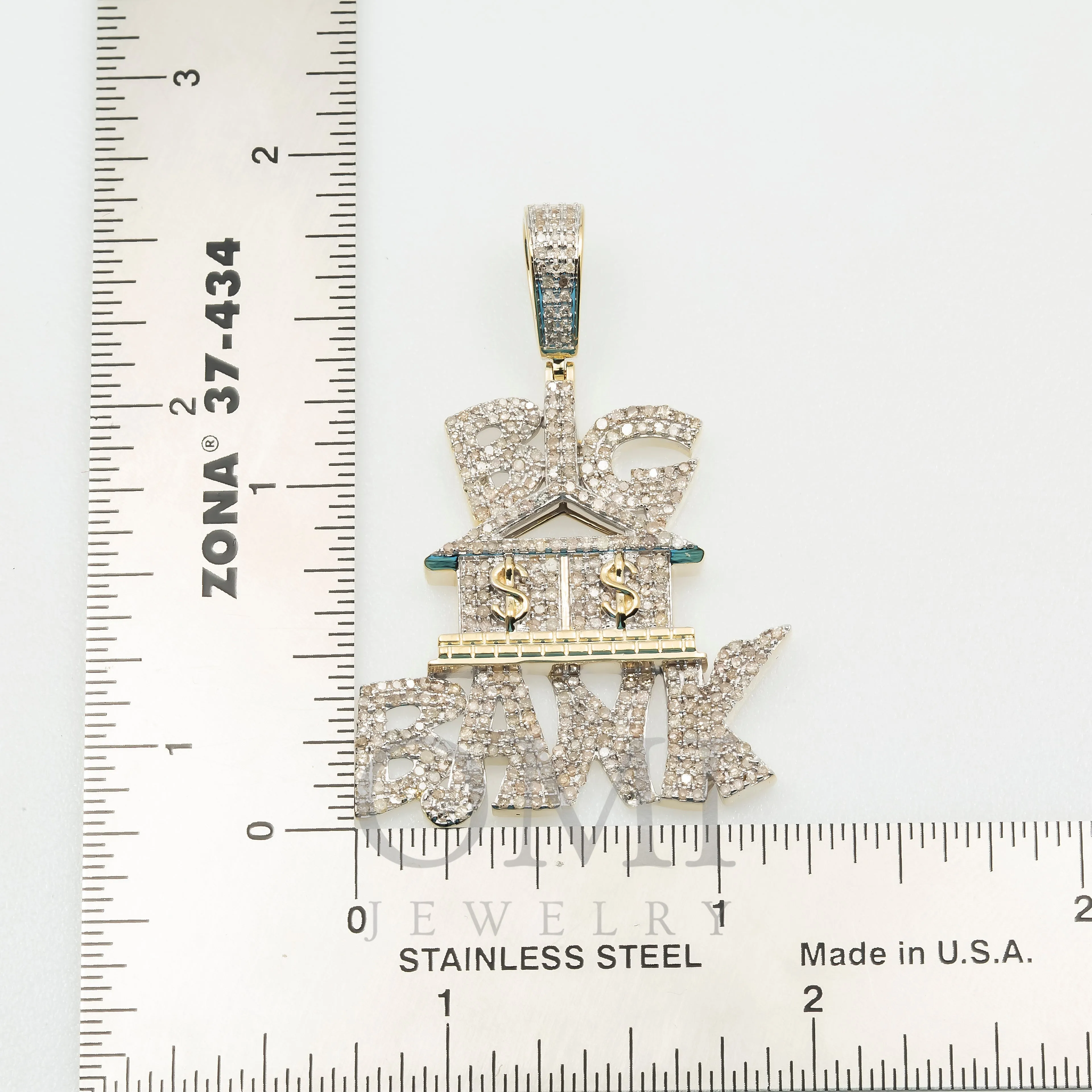 10K YELLOW GOLD DIAMOND BIG BANK CUSTOM PENDANT 1.62 CT