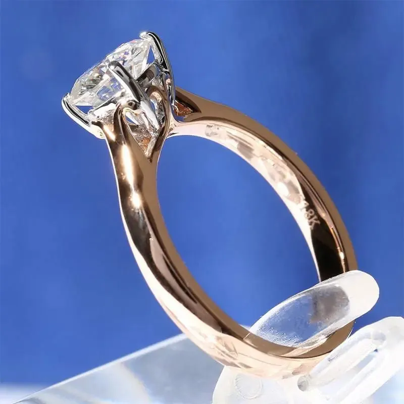 14k Rose & White Gold Moissanite Solitaire Ring 1ct