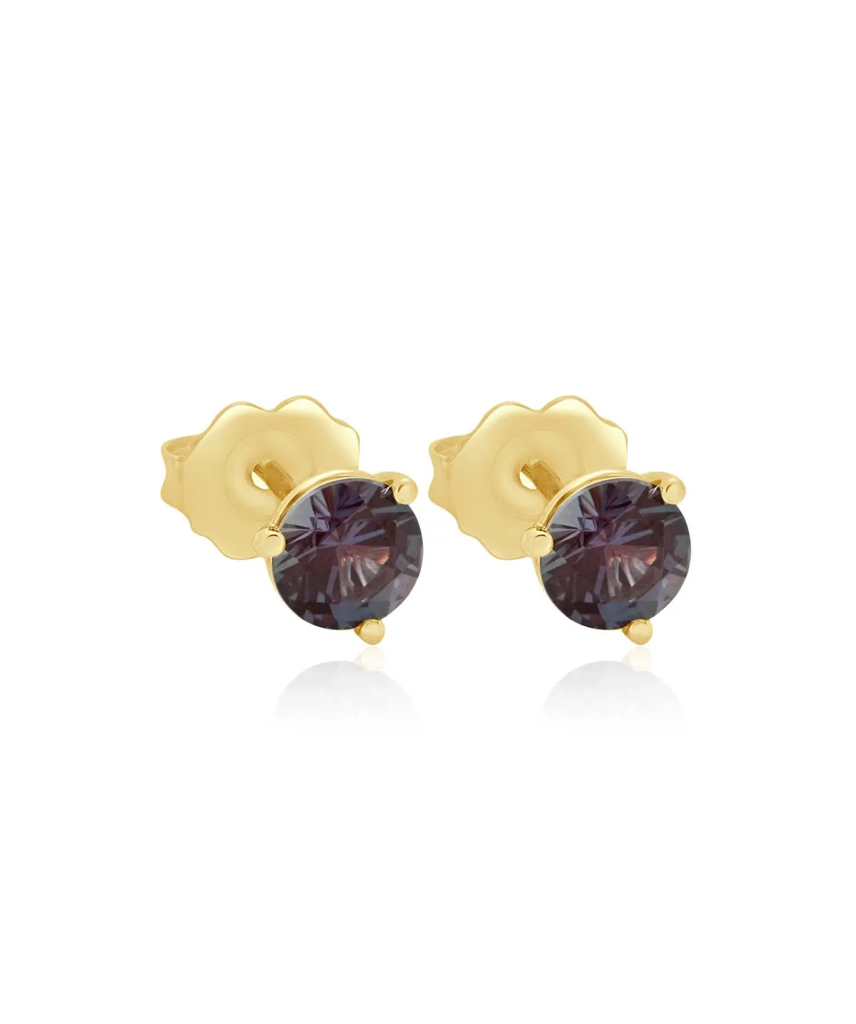 14K Yellow Gold 5mm Lab Grown Alexandrite Stud Earrings