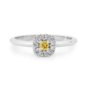 18ct White Gold Yellow and White Diamond Ring