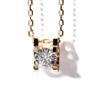 18k Yellow Gold Moissanite Necklace 1ct & 0.4ct Options