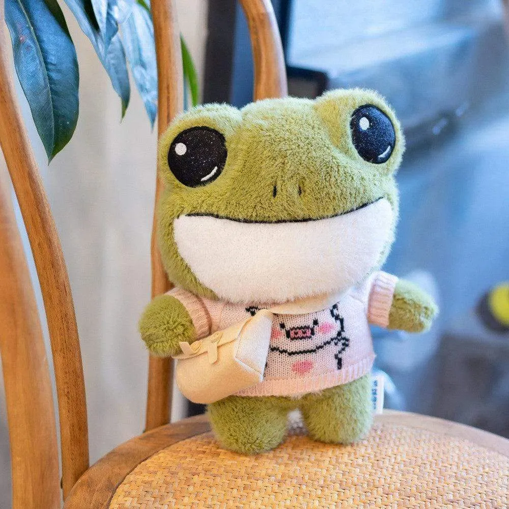 1pc 29cm cute plush animals stuffed soft frog toy wear sweater kids toys birthday Christmas gift for girls boys