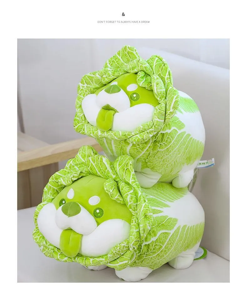 20-50cm Cute Japanese Vegetable Dog Plush Toys Creative Chinese Cabbage Shiba Inu Pillow Stuffed Animal Sofa Cushion Baby Gifts