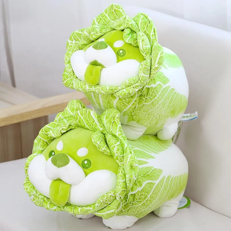 20-50cm Cute Japanese Vegetable Dog Plush Toys Creative Chinese Cabbage Shiba Inu Pillow Stuffed Animal Sofa Cushion Baby Gifts