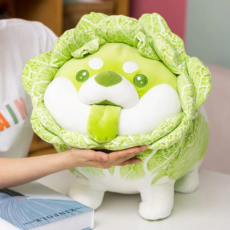 20-50cm Cute Japanese Vegetable Dog Plush Toys Creative Chinese Cabbage Shiba Inu Pillow Stuffed Animal Sofa Cushion Baby Gifts