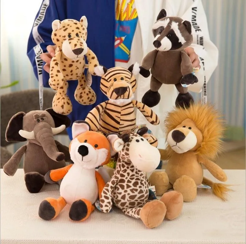 25/35cm Popular Forest Animals Stuffed Doll Plush Kids Giraffe Elephant Monkey Lion Tiger Plush Animal Toys Birthday Gifts