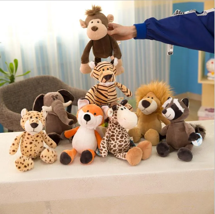 25/35cm Popular Forest Animals Stuffed Doll Plush Kids Giraffe Elephant Monkey Lion Tiger Plush Animal Toys Birthday Gifts