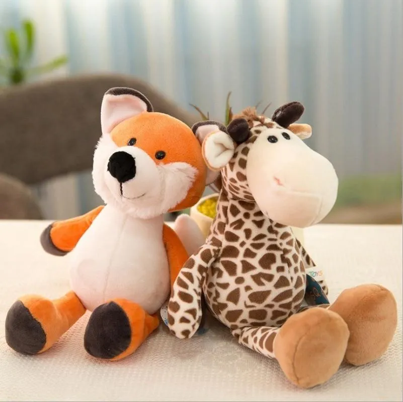 25/35cm Popular Forest Animals Stuffed Doll Plush Kids Giraffe Elephant Monkey Lion Tiger Plush Animal Toys Birthday Gifts