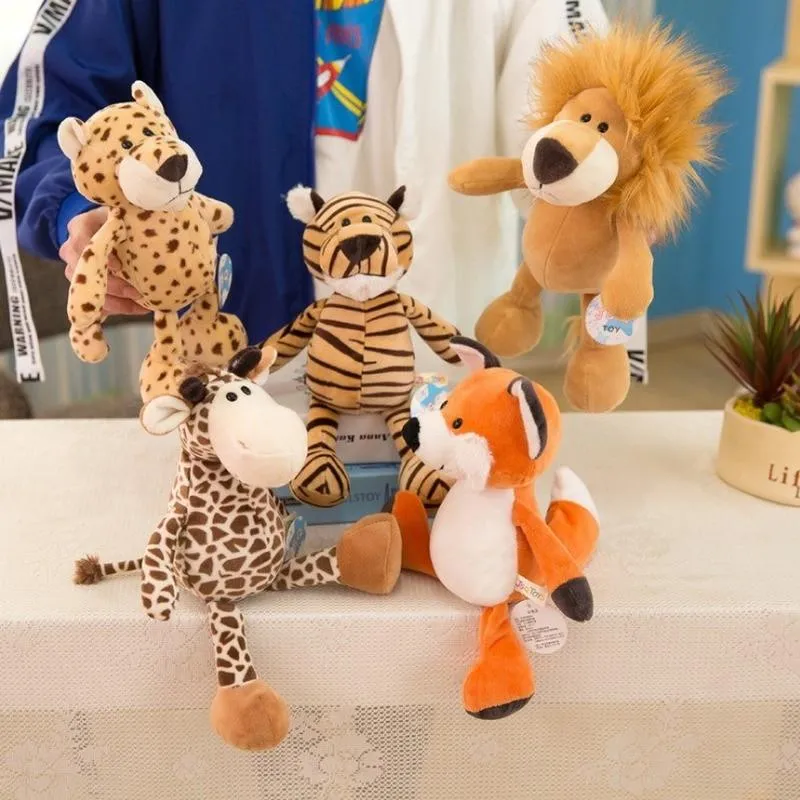 25/35cm Popular Forest Animals Stuffed Doll Plush Kids Giraffe Elephant Monkey Lion Tiger Plush Animal Toys Birthday Gifts