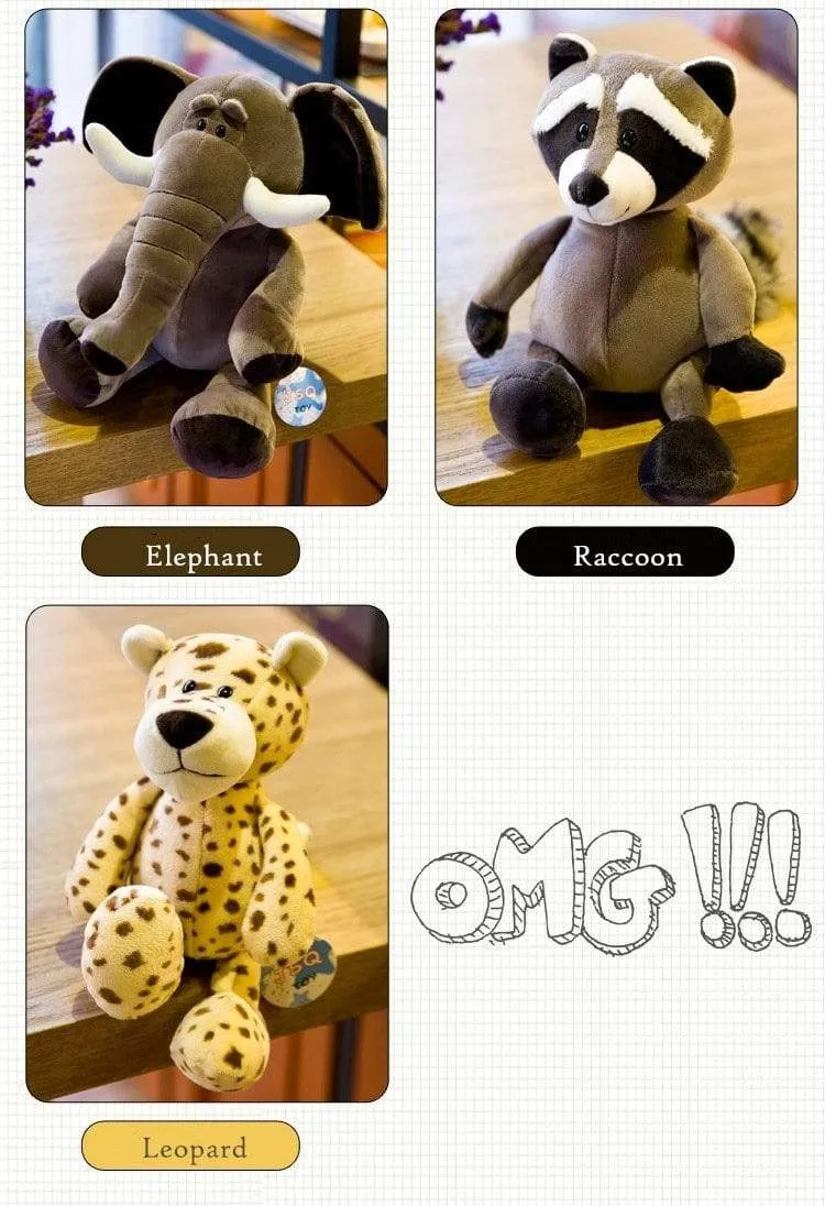 25cm Forest Animals Stuffed Plush Doll Toys Kids Giraffe Elephant Monkey Lion Tiger Plush Animal Toys Children Birthday Gifts