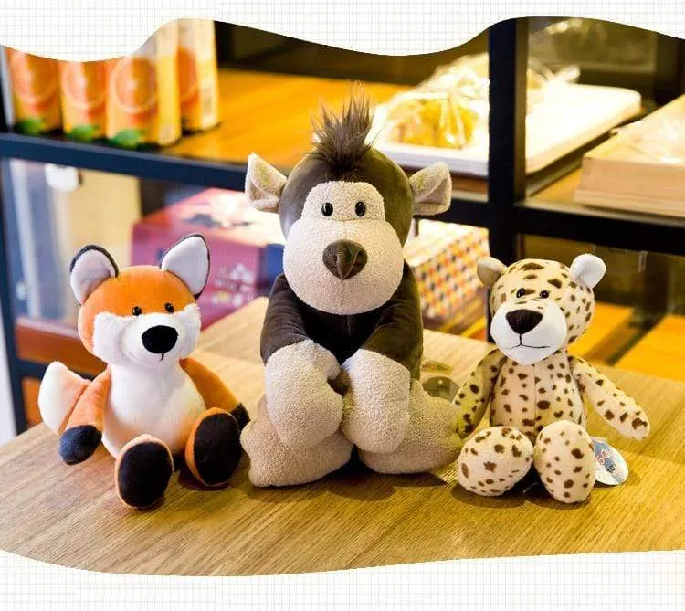 25cm Forest Animals Stuffed Plush Doll Toys Kids Giraffe Elephant Monkey Lion Tiger Plush Animal Toys Children Birthday Gifts