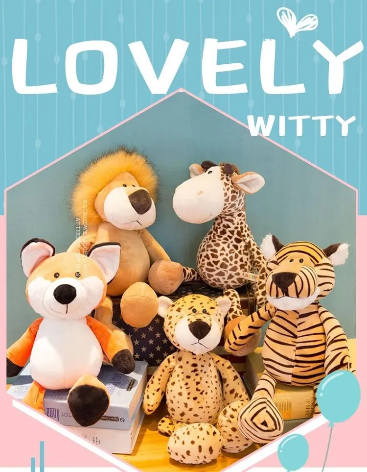 25cm Forest Animals Stuffed Plush Doll Toys Kids Giraffe Elephant Monkey Lion Tiger Plush Animal Toys Children Birthday Gifts