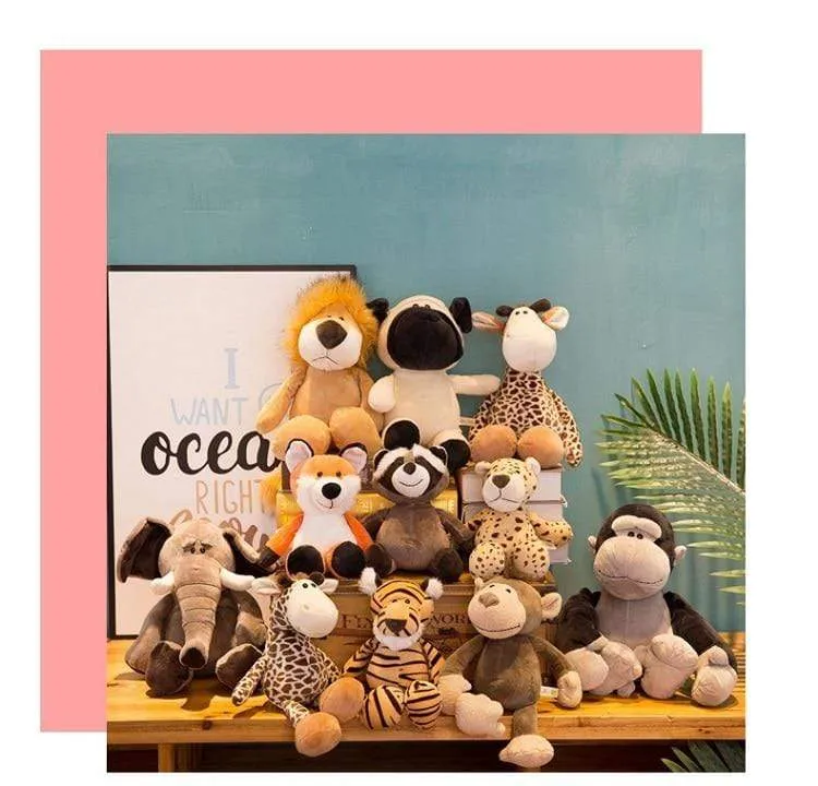 25cm Forest Animals Stuffed Plush Doll Toys Kids Giraffe Elephant Monkey Lion Tiger Plush Animal Toys Children Birthday Gifts