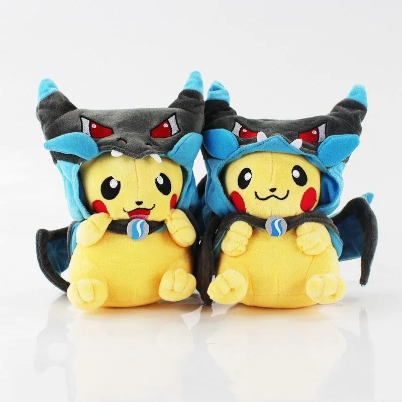 4pcs/lot TAKARA TOMY Pokemon Cartoon Pikachu Cosplay Charizard Plush Toys Doll Soft Stuffed Animals Toys for Kids Children Gifts