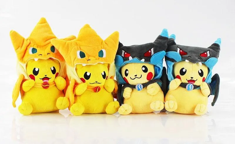 4pcs/lot TAKARA TOMY Pokemon Cartoon Pikachu Cosplay Charizard Plush Toys Doll Soft Stuffed Animals Toys for Kids Children Gifts