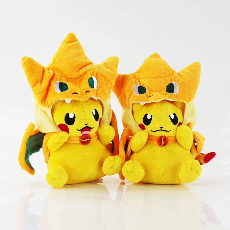 4pcs/lot TAKARA TOMY Pokemon Cartoon Pikachu Cosplay Charizard Plush Toys Doll Soft Stuffed Animals Toys for Kids Children Gifts