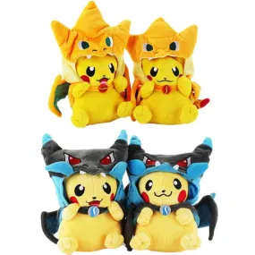 4pcs/lot TAKARA TOMY Pokemon Cartoon Pikachu Cosplay Charizard Plush Toys Doll Soft Stuffed Animals Toys for Kids Children Gifts