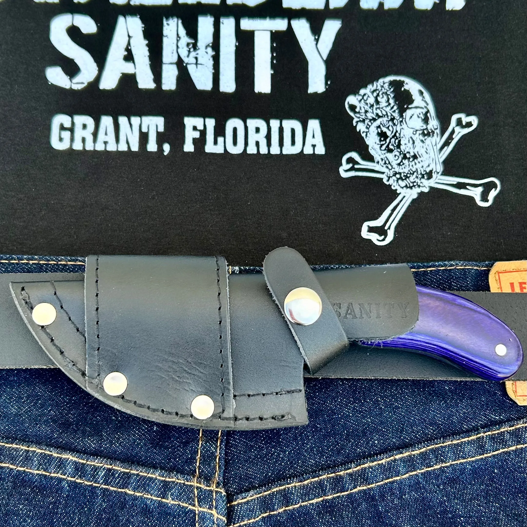 7” Frank James - Purple Wood - Damascus - Horizontal & Vertical Carry - FJ007