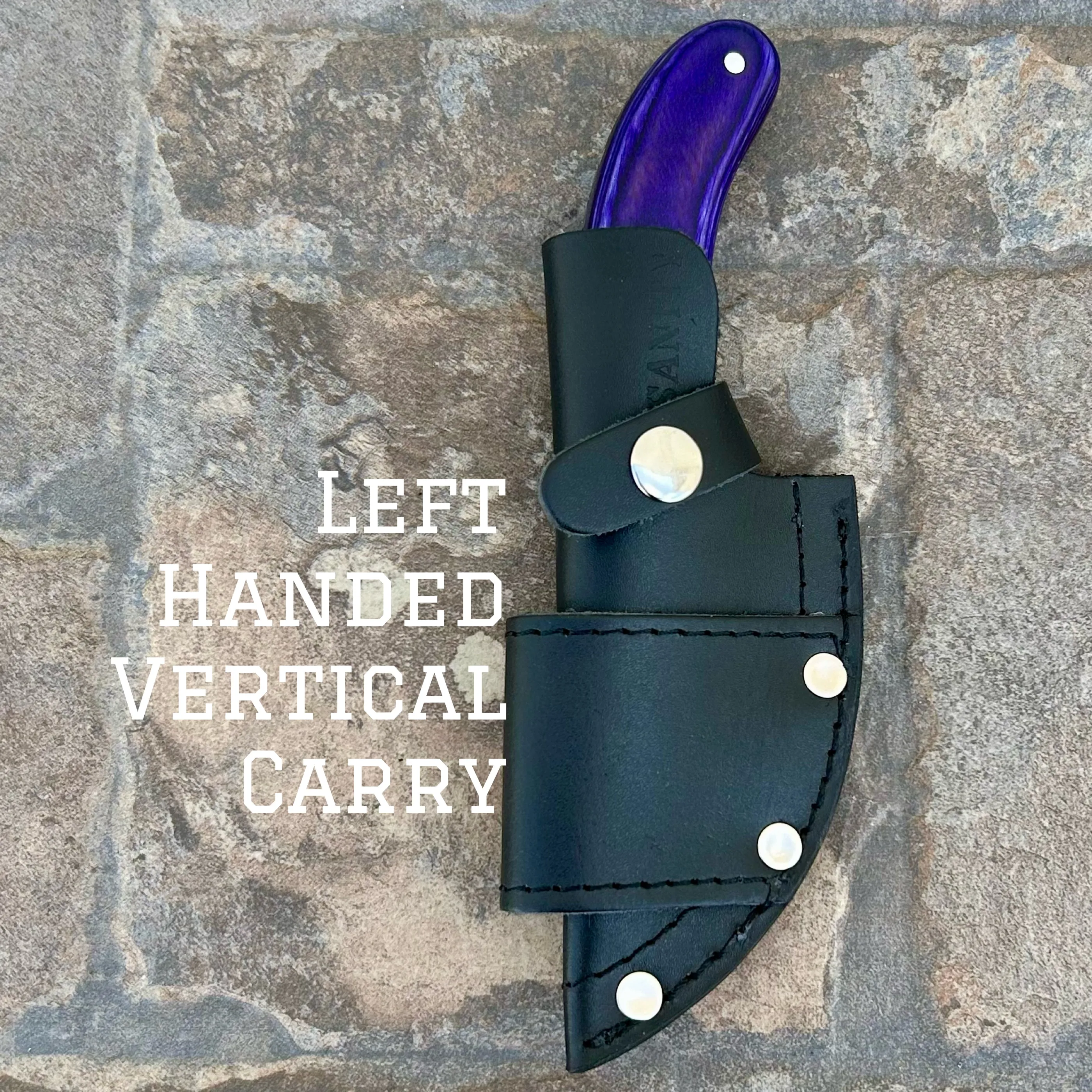 7” Frank James - Purple Wood - Damascus - Horizontal & Vertical Carry - FJ007