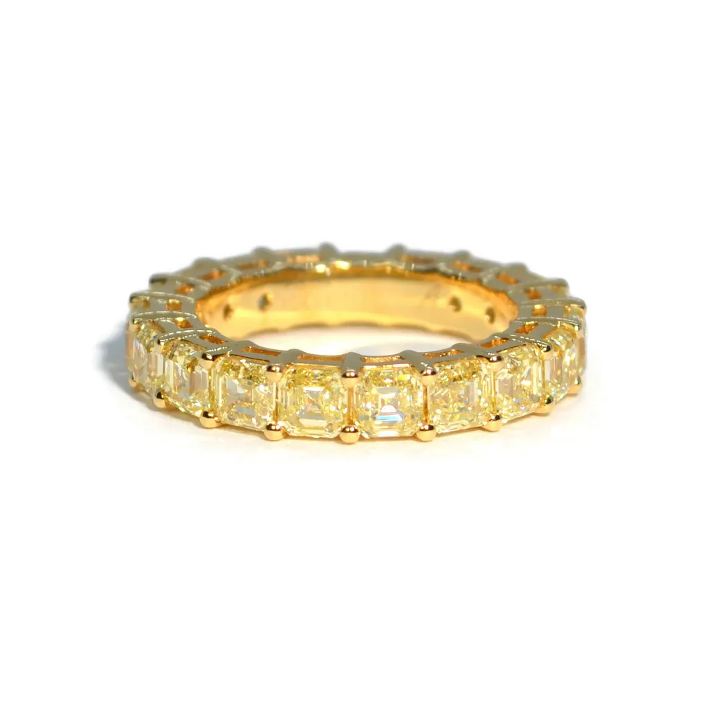 AFJ Diamond Collection - Eternity Band Ring with Fancy Yellow Square-cut Diamonds 4.64 carats, 18k Yellow Gold