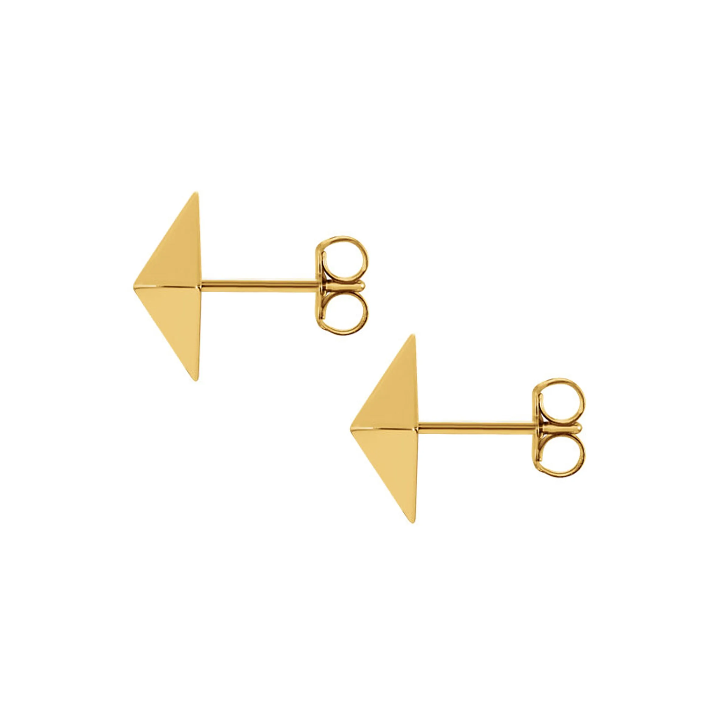 AFJ Gold Collection - Pyramid Stud Earrings, Yellow Gold