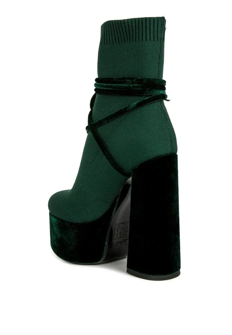 After Pay High Heel Velvet Knitted Boot