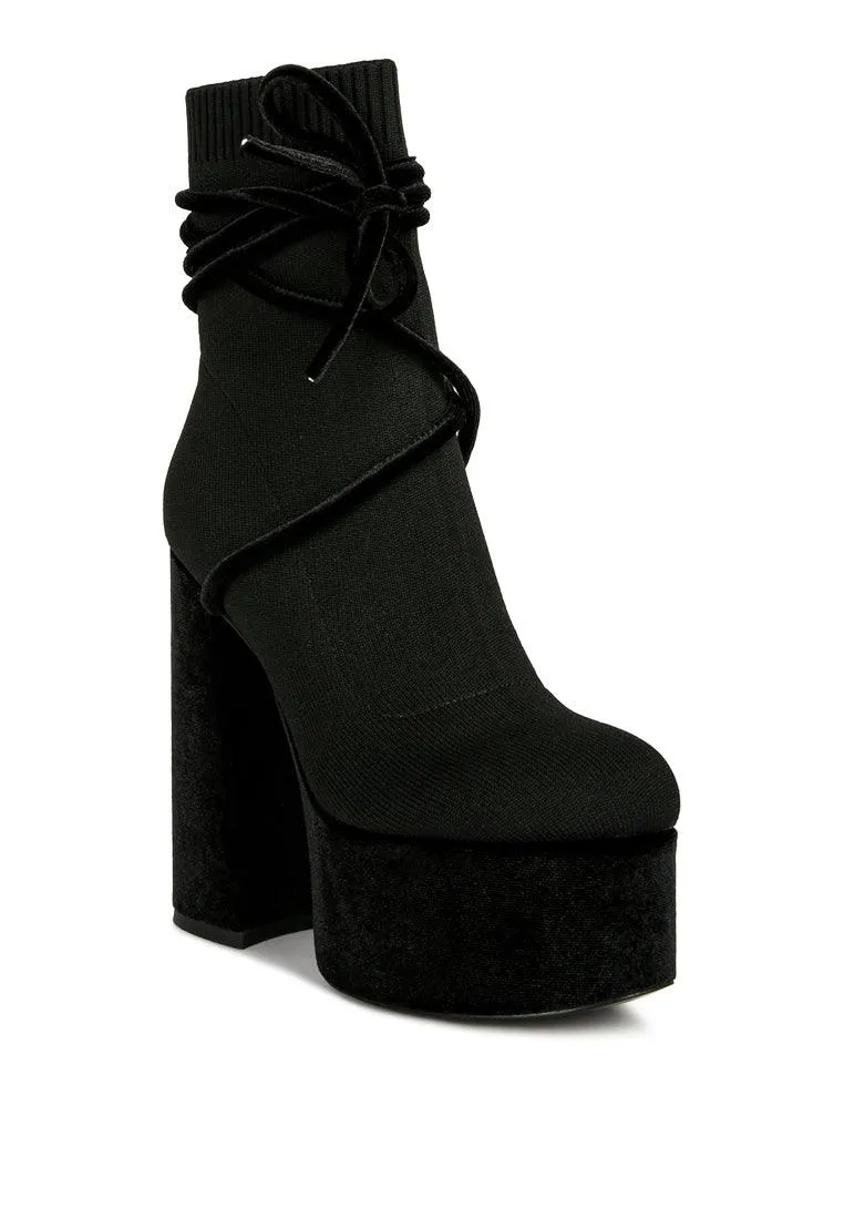 After Pay High Heel Velvet Knitted Boot