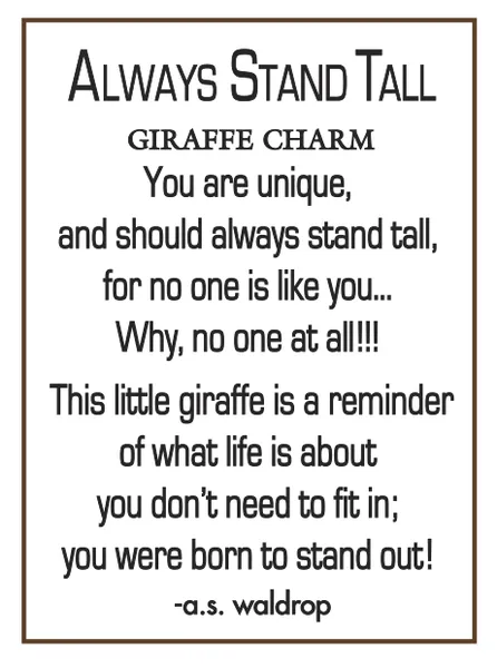 Always Stand Tall Giraffe Charm Pocket Token