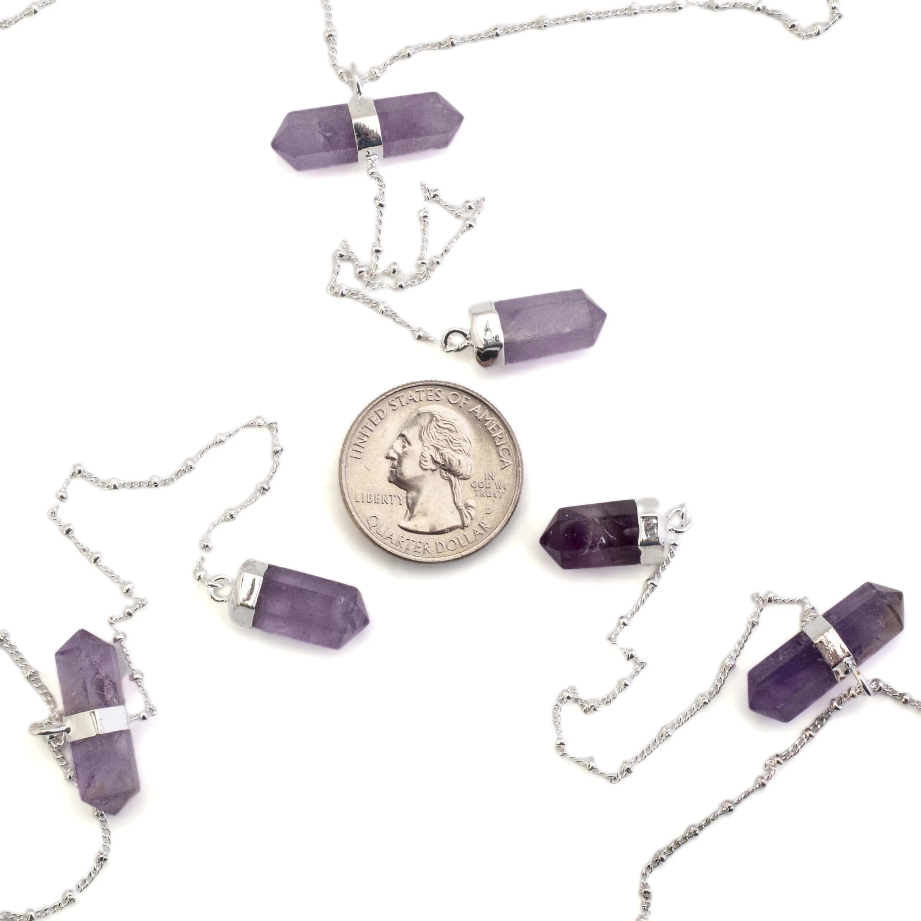 Amethyst Double Point Necklace