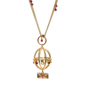 AMMANII Message of Peace Necklace with Garnet Chain in Vermeil Gold