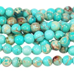 Aqua (Dyed) Impression Jasper 4mm Round 8-Inch