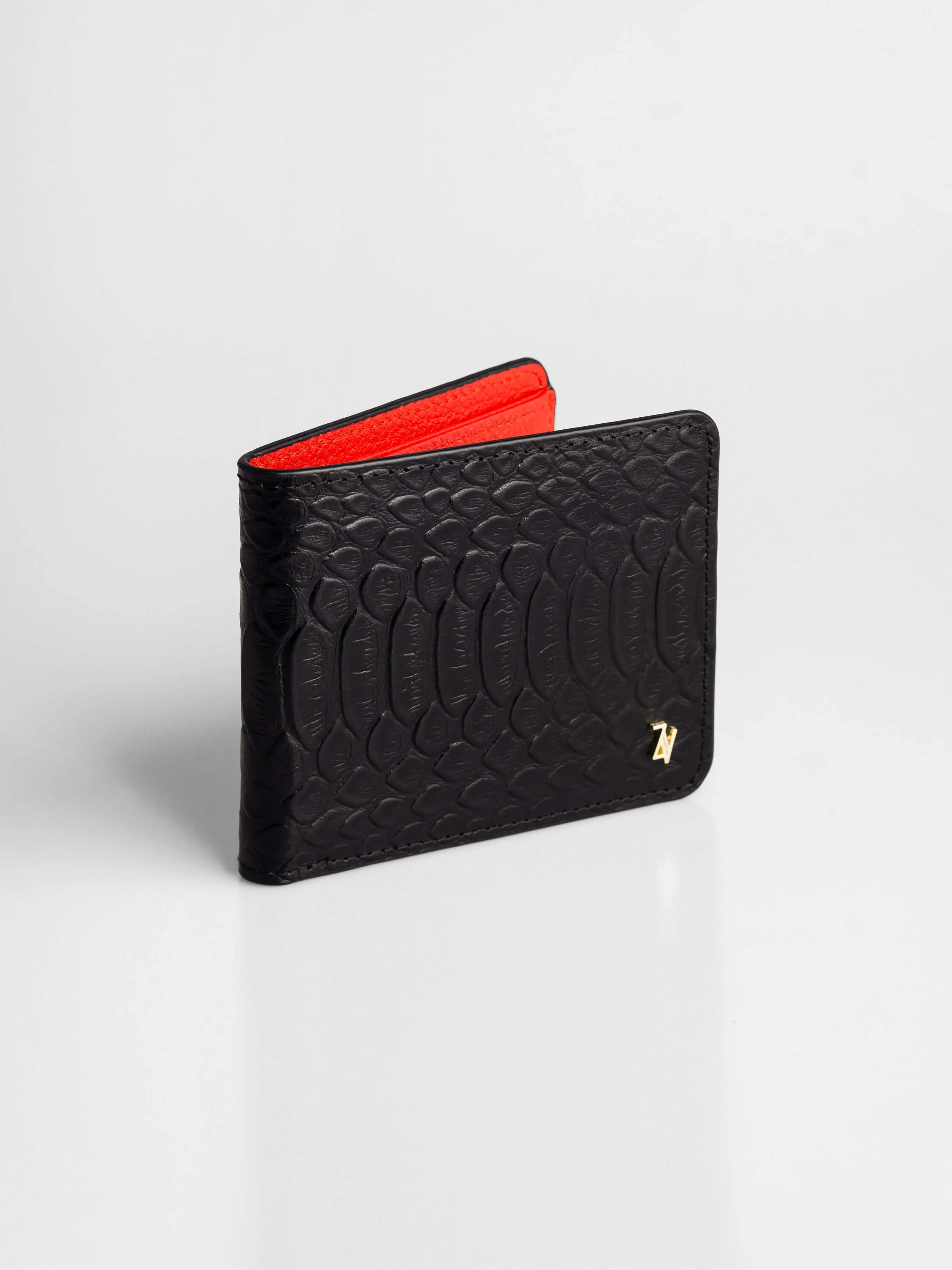 Artemis Python Wallet - Black and Red Leather