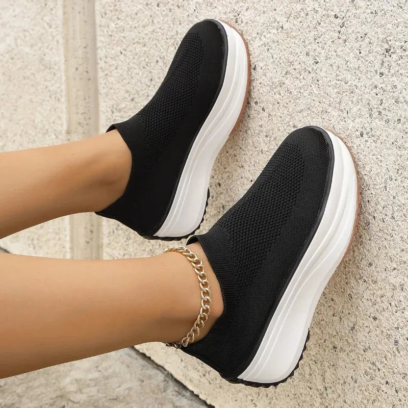 Ashore Shop Spring and Autumn 2023 Women's Vulcanized Platform Shoes Comfortable Walking Casual Shoes