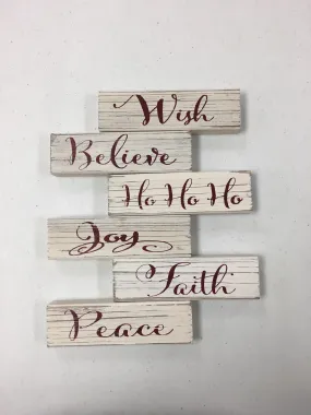 Assorted Red and White Word Blocks