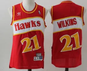 Atlanta Hawks #21 Dominique Wilkins Jersey Red Throwback