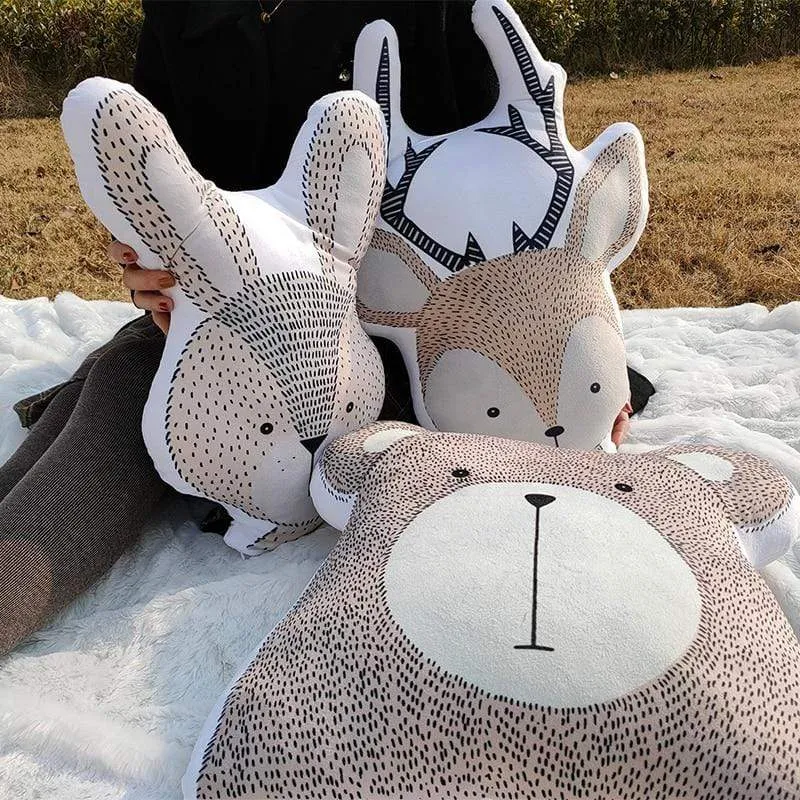 Baby Elephant Fox Deer Bear Giraffe Rabbit Soft Stuffed Plush Toys Pillows Animal Plush Toy Cartoon Pillow Cushion For Kids Gift