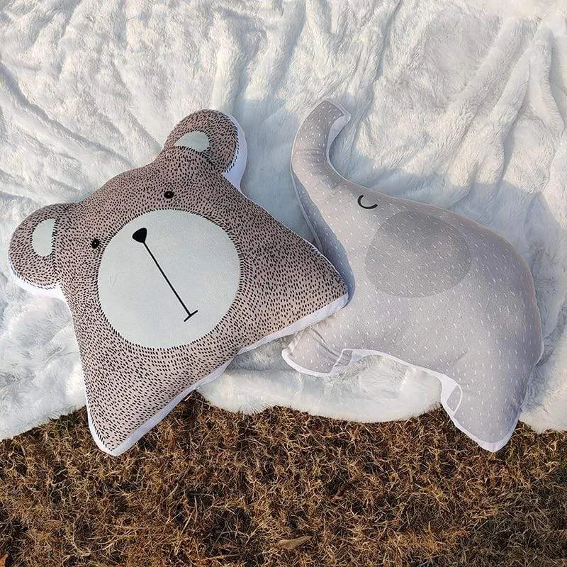 Baby Elephant Fox Deer Bear Giraffe Rabbit Soft Stuffed Plush Toys Pillows Animal Plush Toy Cartoon Pillow Cushion For Kids Gift