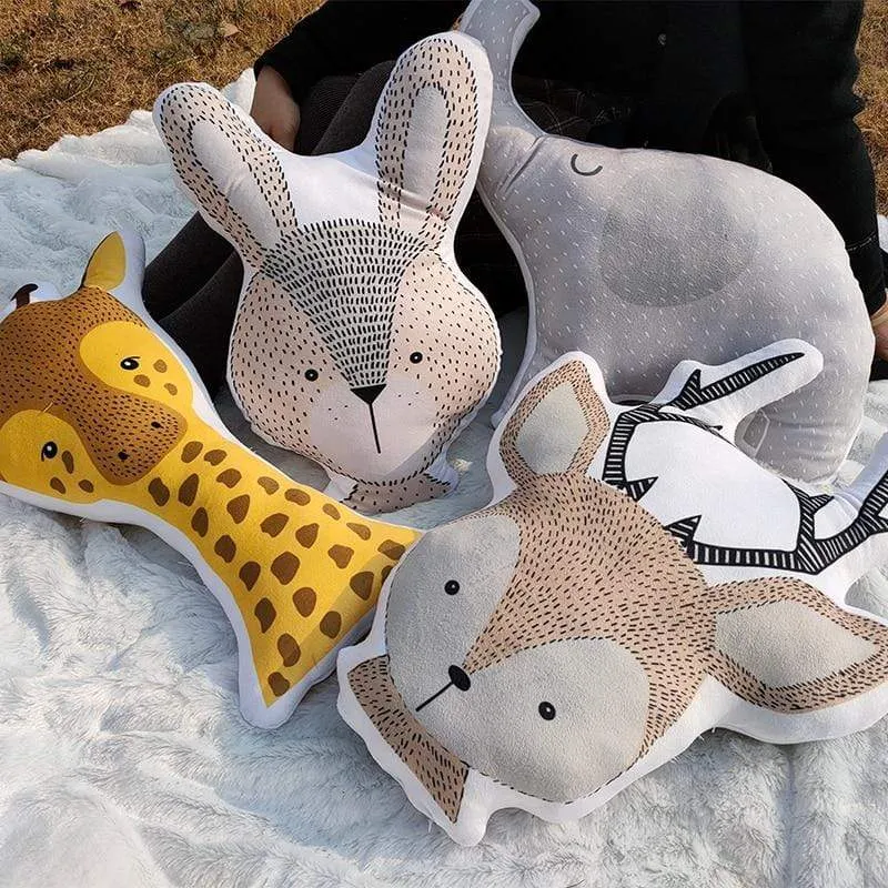 Baby Elephant Fox Deer Bear Giraffe Rabbit Soft Stuffed Plush Toys Pillows Animal Plush Toy Cartoon Pillow Cushion For Kids Gift