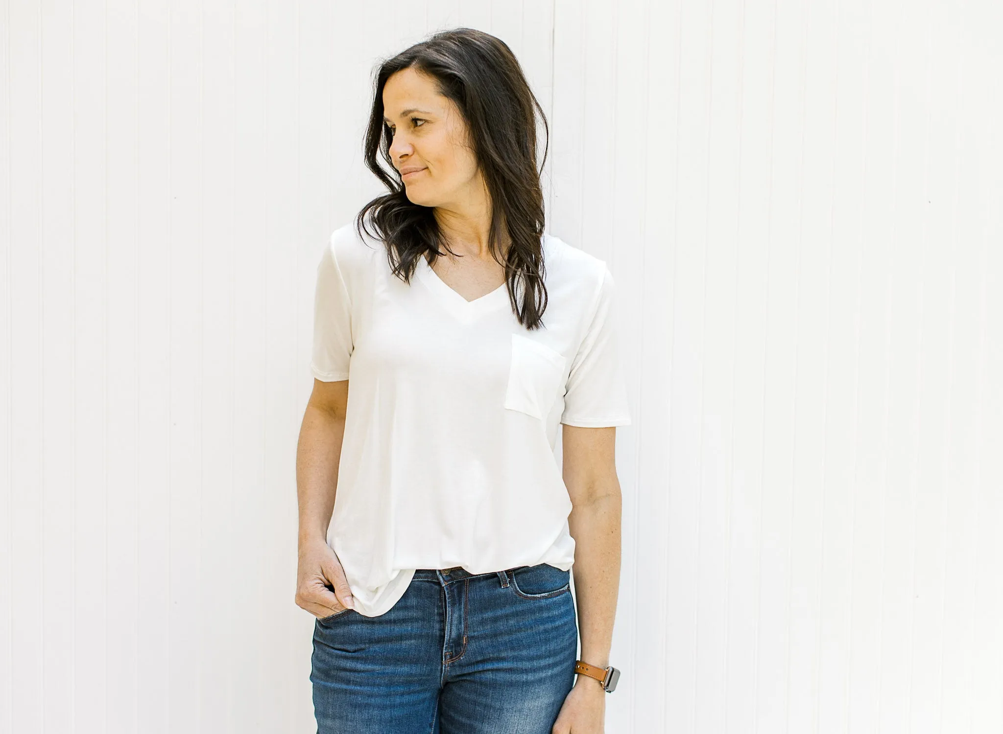 Back to Basics V-Neck Tee in Ivory