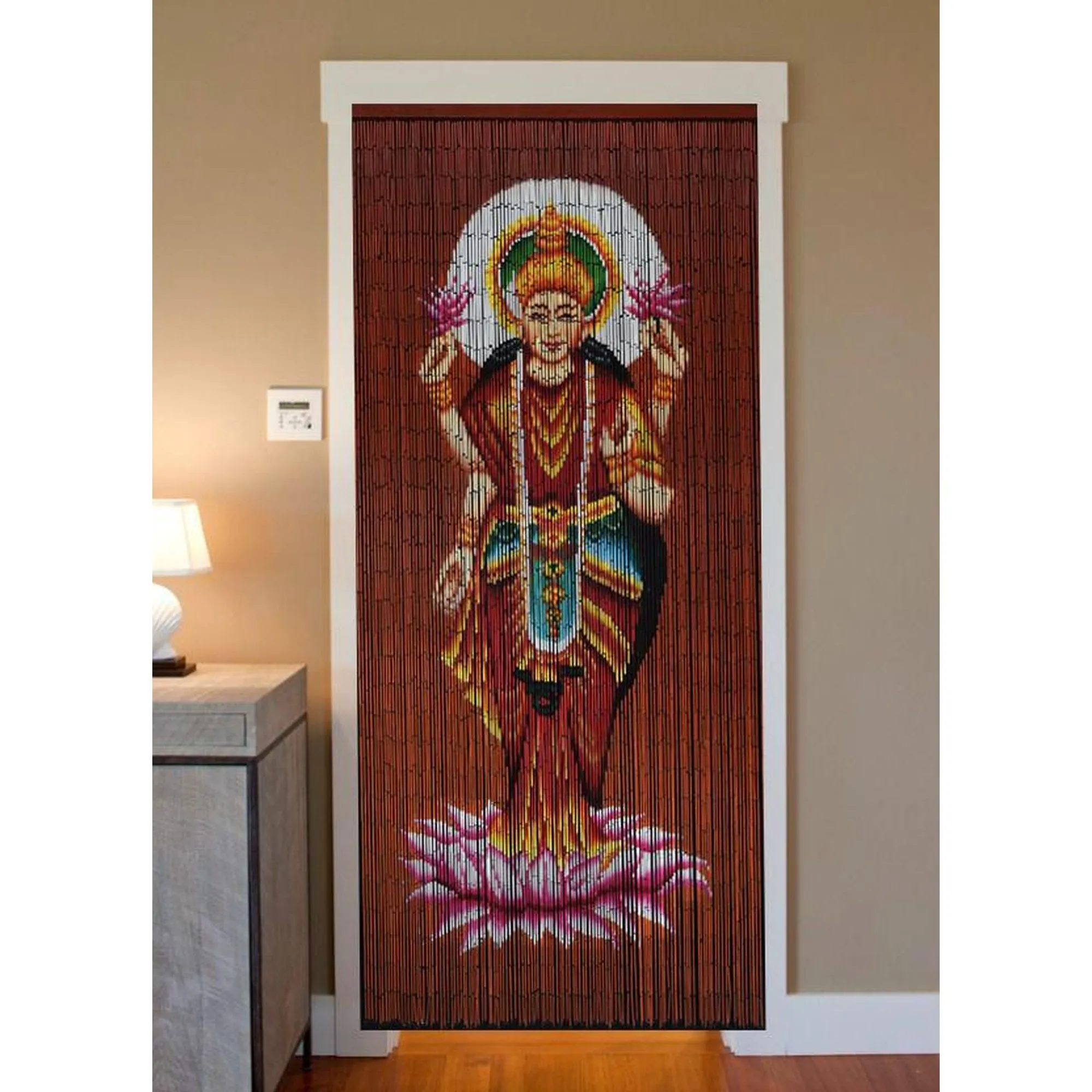 Bamboo Beaded Curtain Hand Painted-Lakshmi