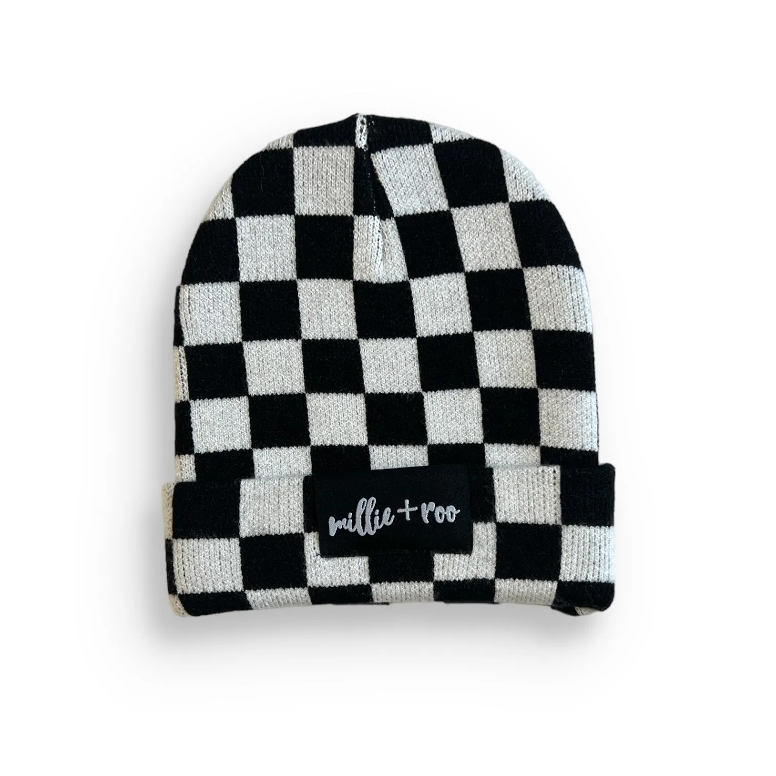 BAMBOO CUFF BEANIE- B W Check